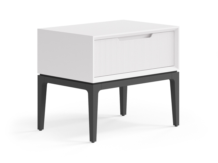 Мебель Тумба прикроватная Velvet 1 ящик. Цвет Матовый пудровый белый. Материал Гладкая эмаль. Коллекция Тумба прикроватная Velvet 1 ящик. Картинка.