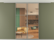 Перегородка Формато вдоль стены на потолок 2 створки